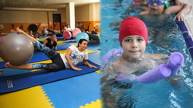 Buca'da çocuklar yüzmede, velilere pilateste