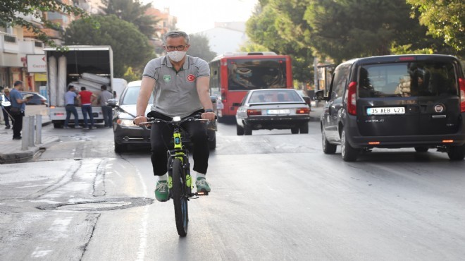 Gaziemir'de Başkan Arda'dan bisikletli mesai