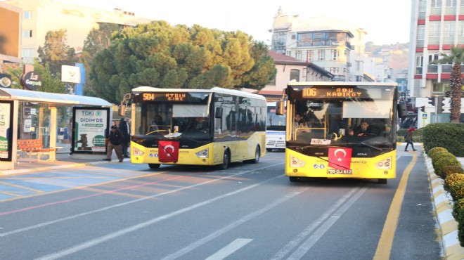 Aydın Büyükşehir Belediyesi şehitler için ulaşım araçlarına siyah kurdele ve Türk bayrağı astı