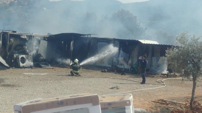 Bodrum'da işçilerin kaldığı konteynerde çıkan yangın söndürüldü