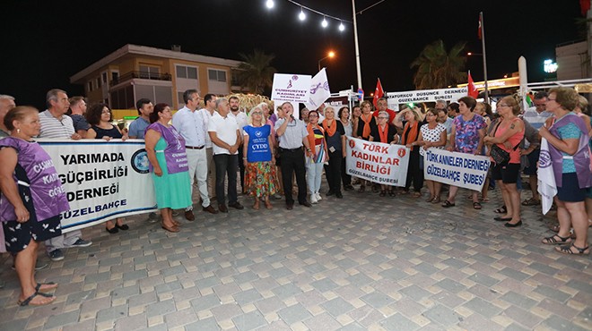 Güzelbahçe'de kadına şiddet protestosu