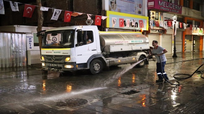 Karşıyaka Çarşısı'nda dip bucak gece temizliği