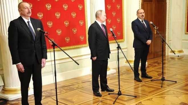 Putin, Aliyev ve Paşinyan'dan üçlü zirve